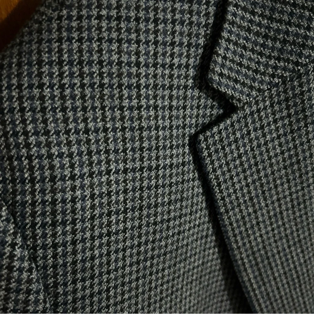 LRL Lauren Ralph Lauren Wool Blazer Mens Gray Navy Houndstooth 2 Buttons 48R